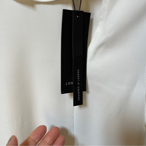 ASOS Lost Ink Frill Neck Top With Cut Outs in White 4 NWT - Picture 6 of 10